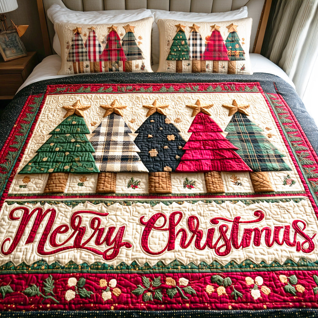 Evergreen Night Light 3-Piece Quilted Bedding Set NCU0NTD615