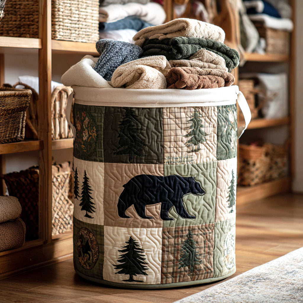 Evergreen Path Quilted Laundry Basket NCU0NTV398