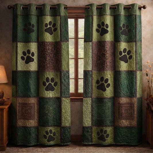 Evergreen Paw Quilted Curtains NCU0NXD1676