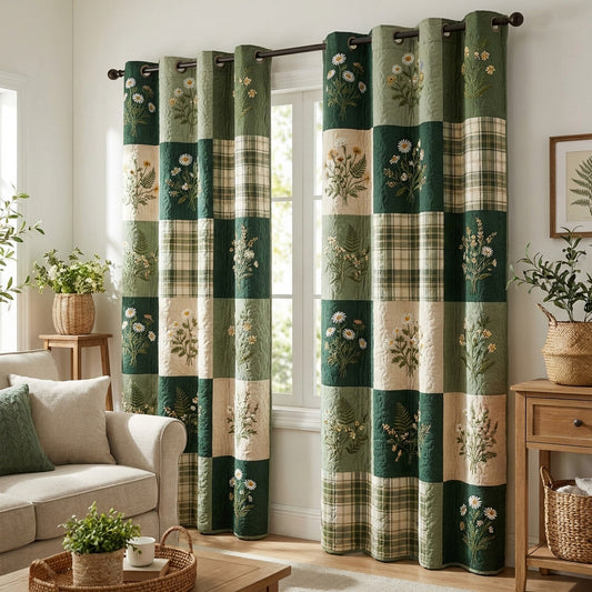Evergreen Plaid Quilted Curtains NCU0NTV994
