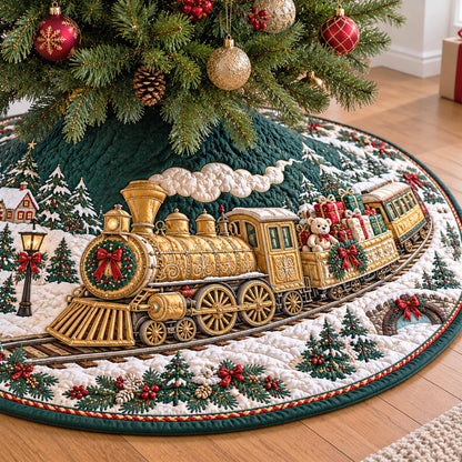 Evergreen Rails Christmas Quilted Tree Skirt NCU0NTD2258