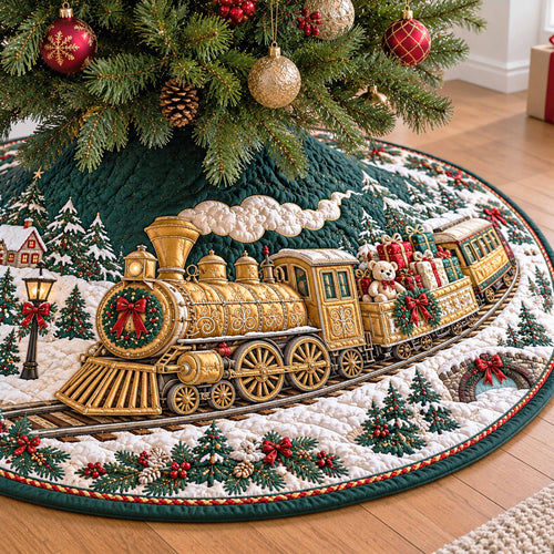 Evergreen Rails Christmas Quilted Tree Skirt NCU0NTD2258