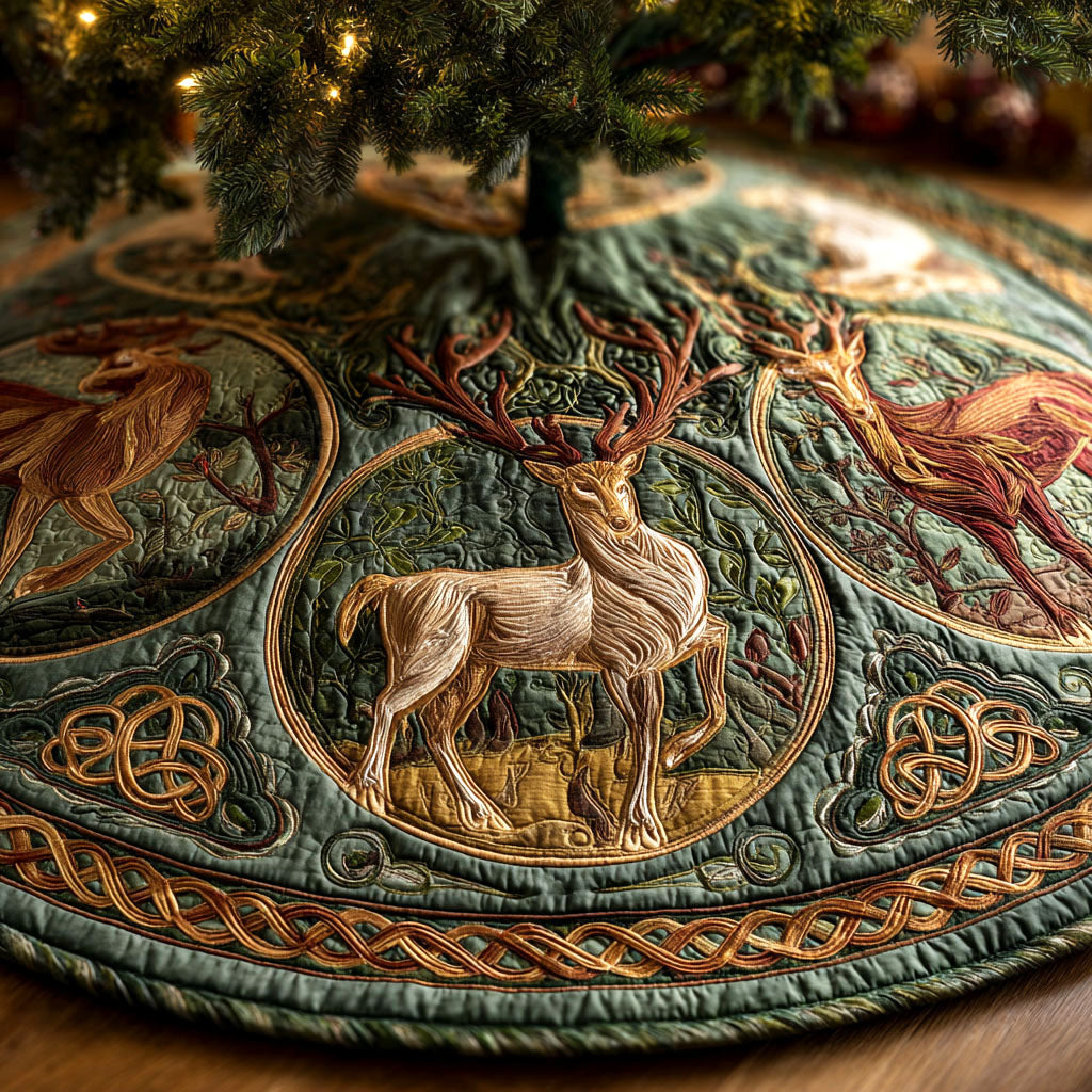 Evergreen Realm Christmas Quilted Tree Skirt NCU0NTV737