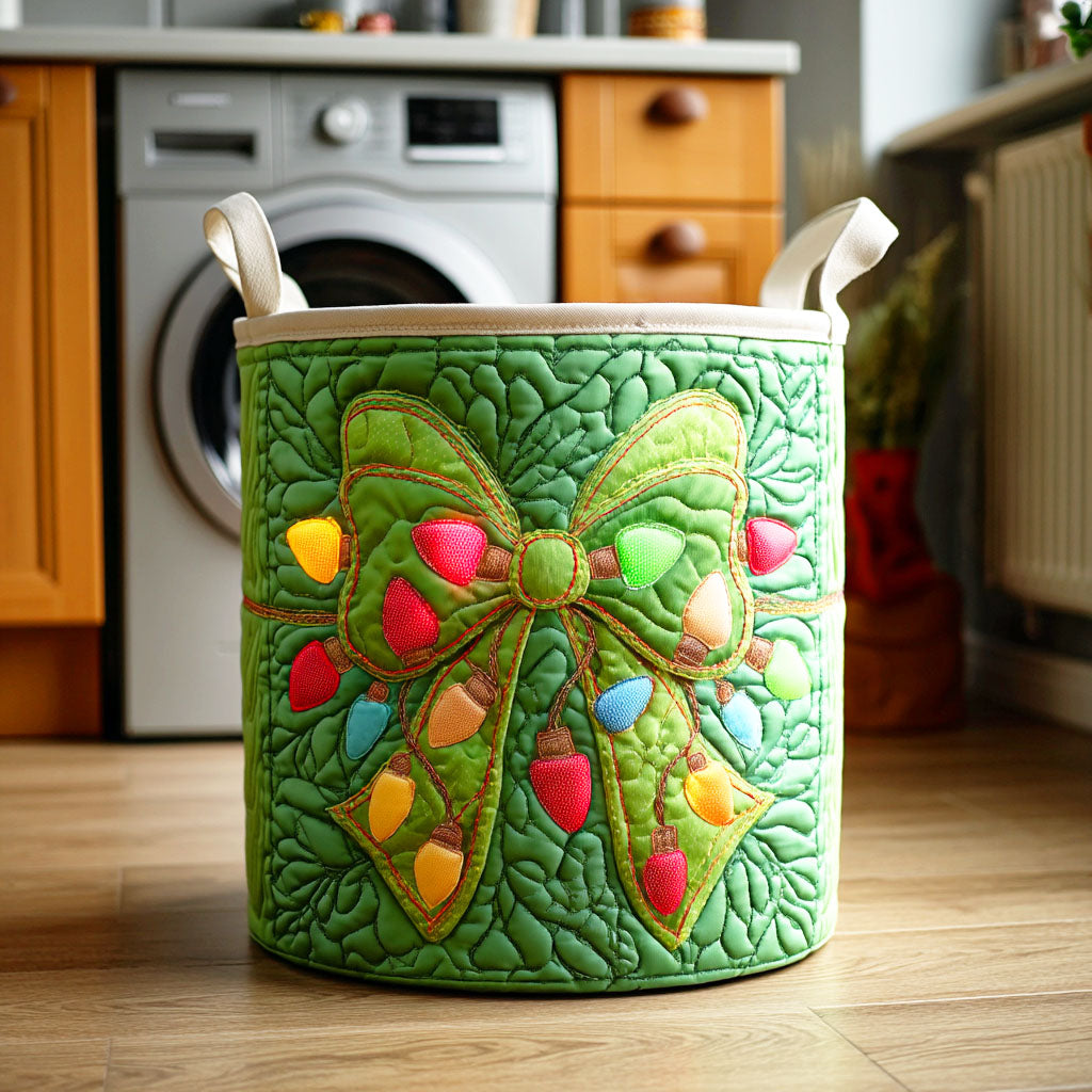 Evergreen Ribbon Charm Quilted Laundry Basket NCU0NTD503