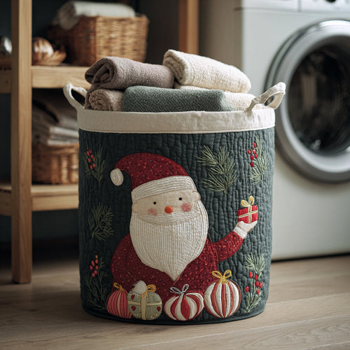 Evergreen Santa Claus Quilted Laundry Basket NCU0HNH140