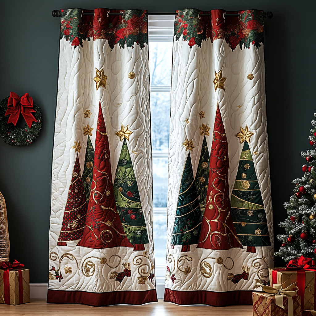 Evergreen Star Quilted Curtains NCU0DDK1729