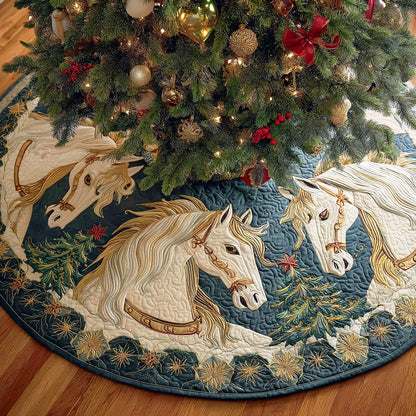Evergreen Trail Horse Christmas Quilted Tree Skirt NCU0NTD795