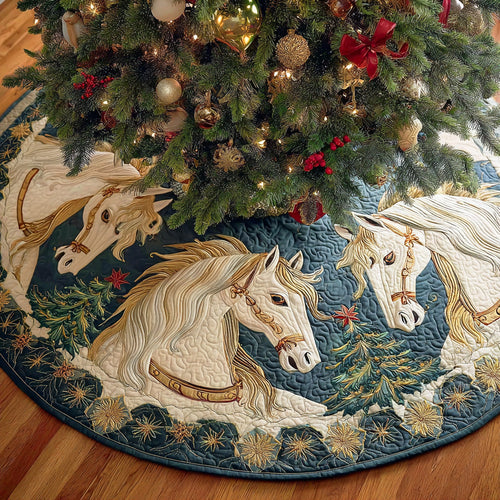 Evergreen Trail Horse Christmas Quilted Tree Skirt NCU0NTD795