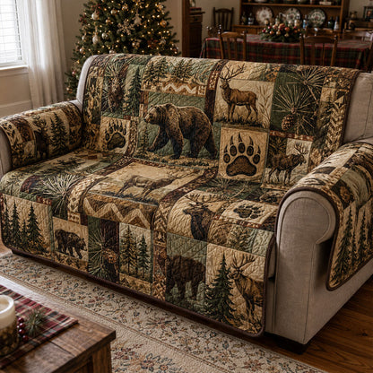 Evergreen Wildlife Lodge Quilted Sofa Cover NCU0PTT3429