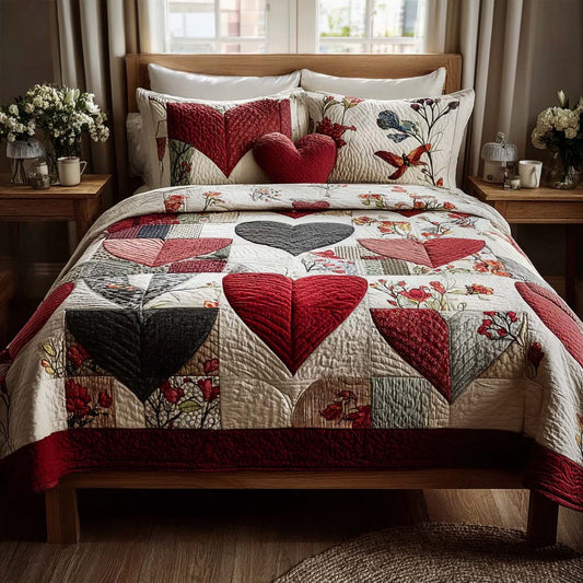 Everlasting Hearts 3-Piece Quilted Bedding Set NCU0DQQ0257