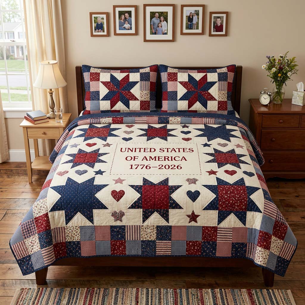 Everlasting Union 1776 3-Piece Quilted Bedding Set NCU0HNH1066