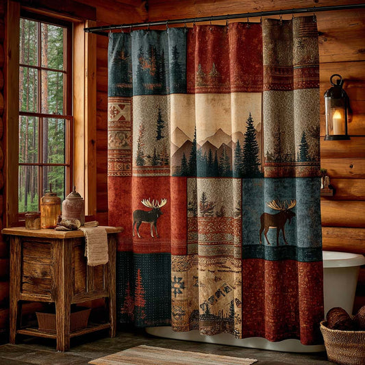 Everpine Moose Cabin Shower Curtain NCU0DQQ0723