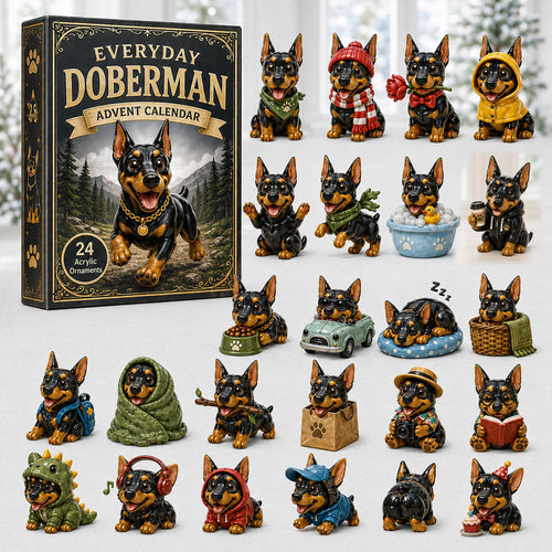 CHRISMAST KICKOFF 40% OFF - Everyday Doberman Advent Calendar 2026 - 24-Day Festive Countdown, Acrylic Charms Blind Box - Gift For Doberman Lovers AC0HA095