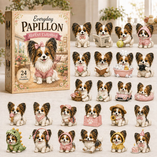 CHRISTMAS KICKOFF 40% OFF - Everyday Papillon Advent Calendar 2026 - 24-Day Festive Countdown, Acrylic Charms Blind Box - Gift For Papillon Lovers AC0NT023