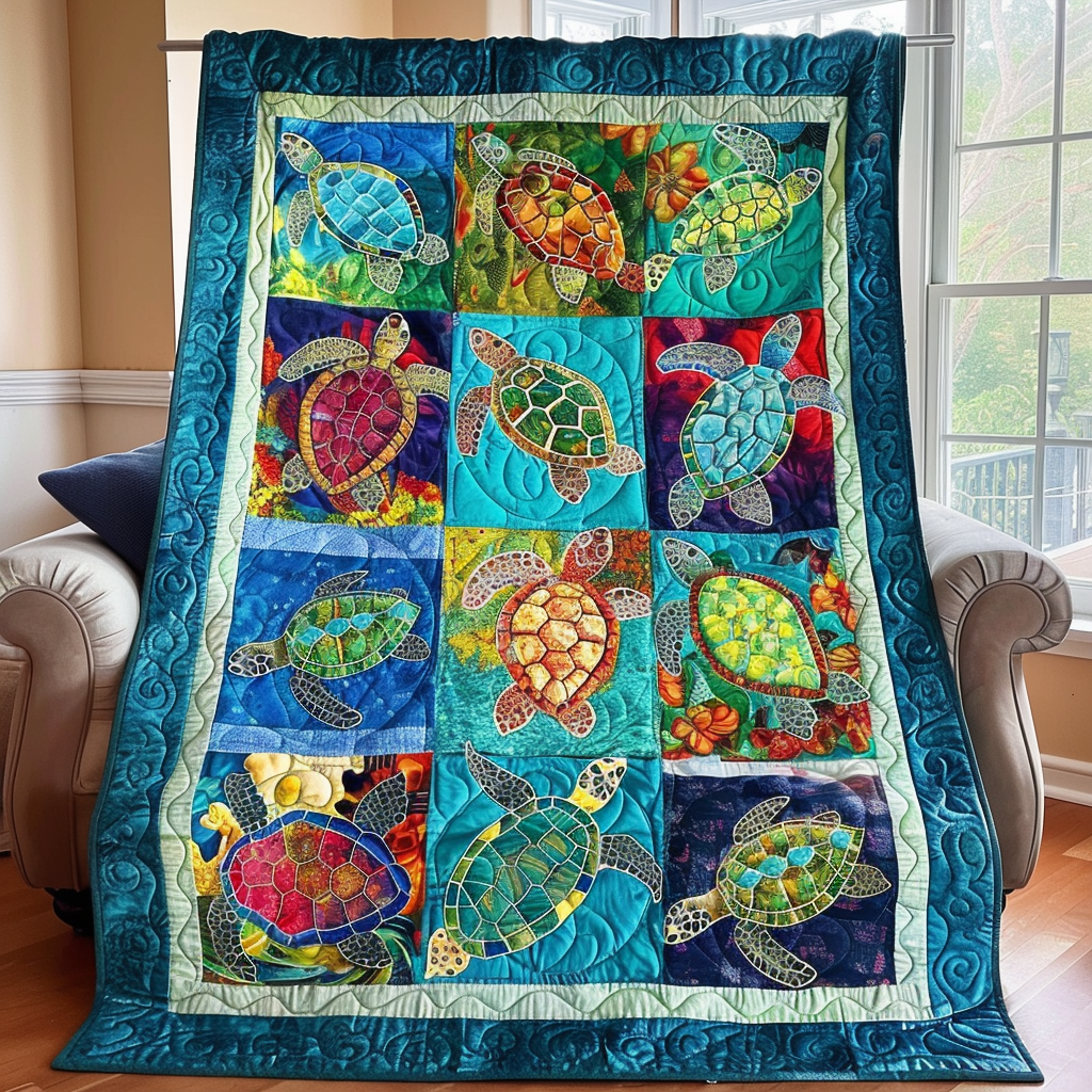 Exquisite Turtles Quilted Blanket NCU0VL223