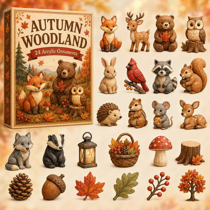 FALL SEASON KICKOFF 40% OFF - Autumn Woodland Advent Calendar 2026 - 24-Day Festive Countdown, Acrylic Charms Blind Box - Gift For Woodland Lovers, Family Members