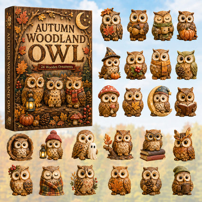 FALL SEASON KICKOFF 40% OFF - Autumn Woodland Owl Advent Calendar 2026 - 24-Day Festive Countdown, Wooden Charms Blind Box - Gift For Owl Lovers AC0HT386