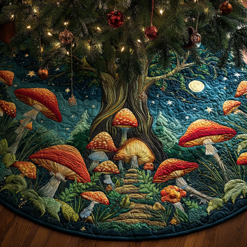 Fairy Glow Meadow Christmas Quilted Tree Skirt NCU0PTT2240