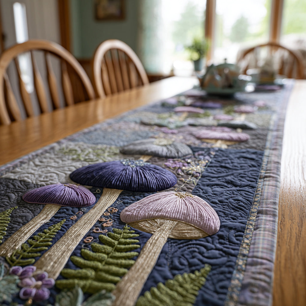 Fairy Mushrooms Quilted Table Runner NCU0DV1515