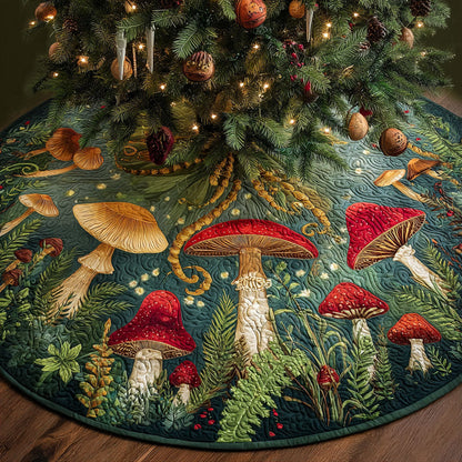 Mushroom Forest Christmas Quilted Tree Skirt NCU0QN072