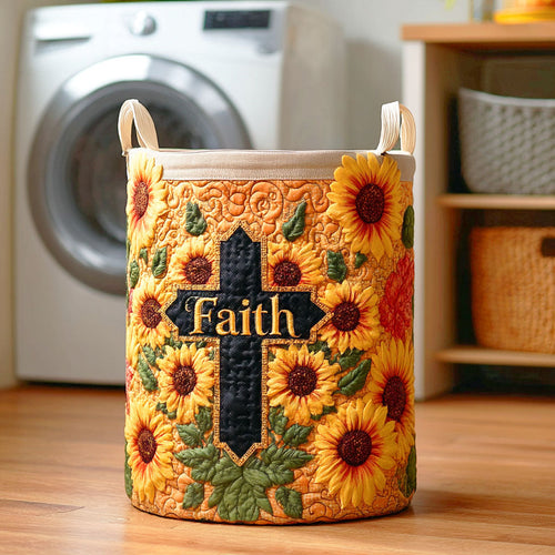 Faith Bloom Sunflower Quilted Laundry Basket NCU0NTD436