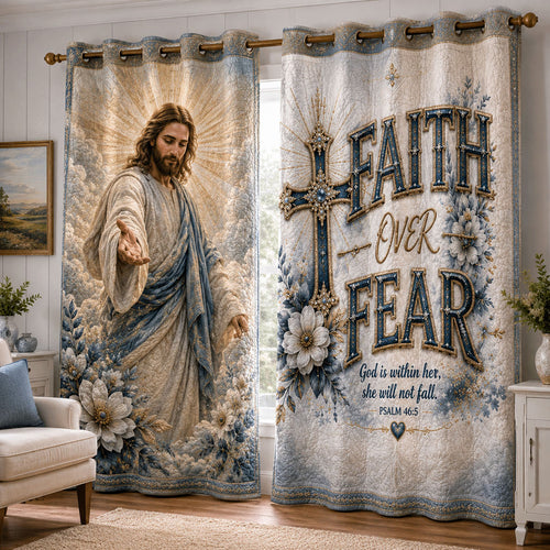 Faith Over Fear Quilted Curtains NCU0PTT3358