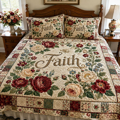 Faithful Bloom 3-Piece Quilted Bedding Set NCU0PTT3378