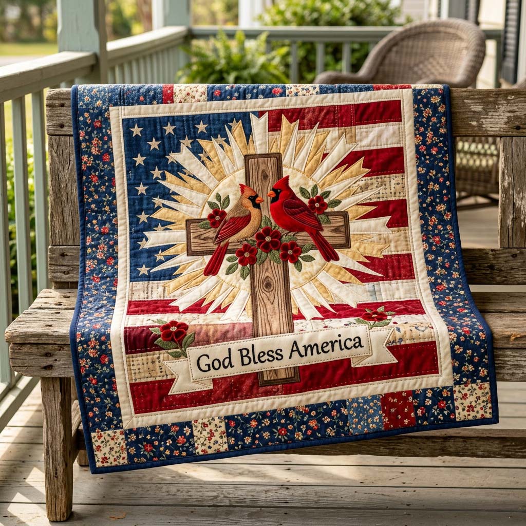 Faithful Cardinal Frontier Quilted Blanket NCU0HNH1077