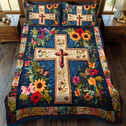 Faithful Cross 3-Piece Quilted Bedding Set NCU0VL507