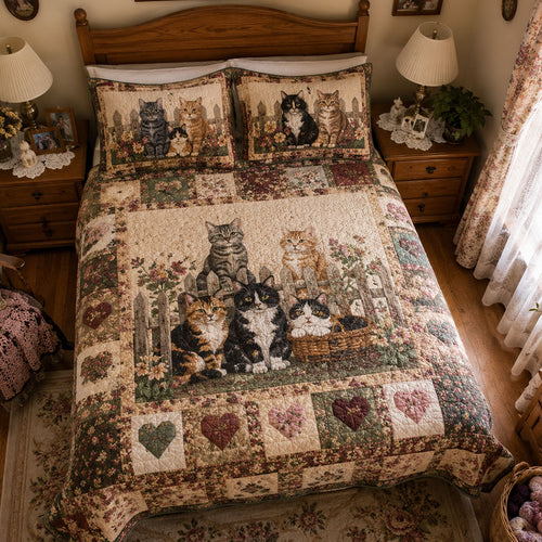 Faithful Feline Blessings 3-Piece Quilted Bedding Set NCU0PTT3311