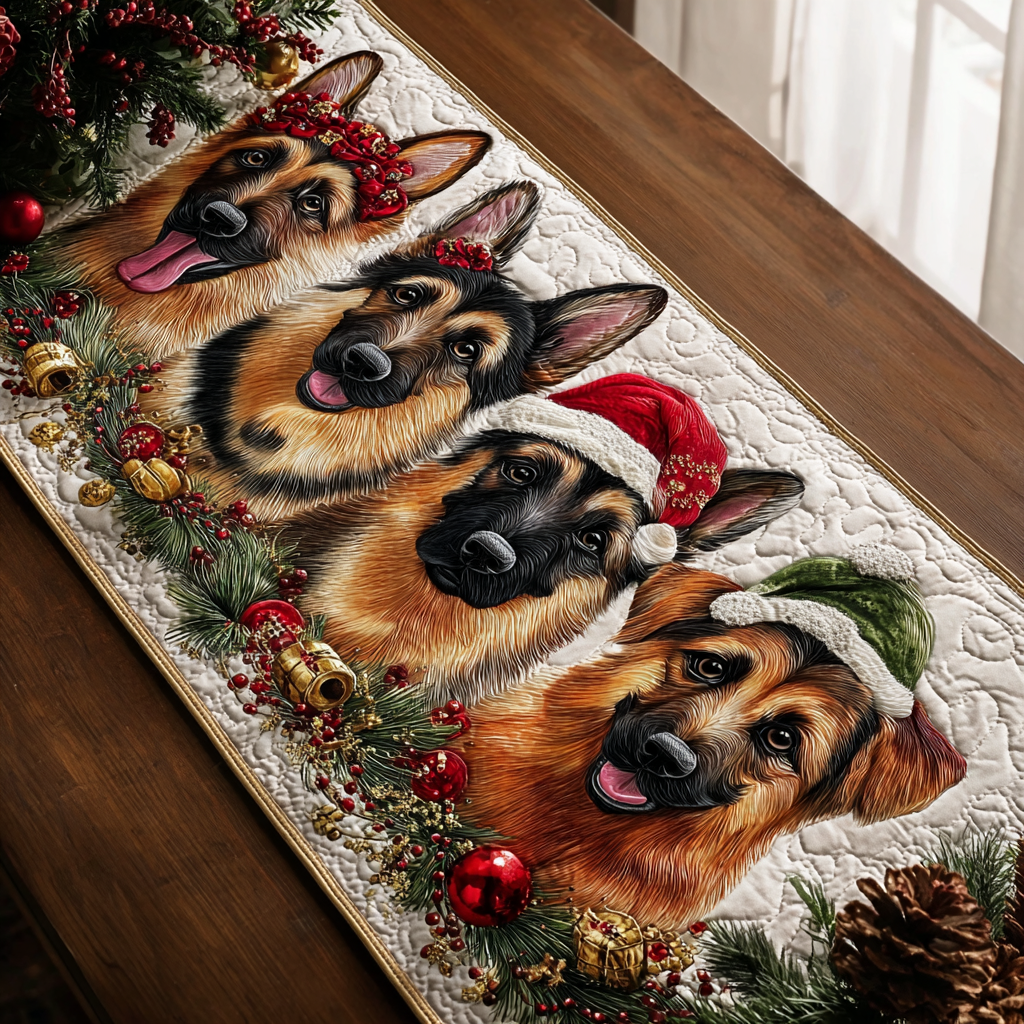 Faithful German Shepherd Quilted Table Runner NCU0DDK1508