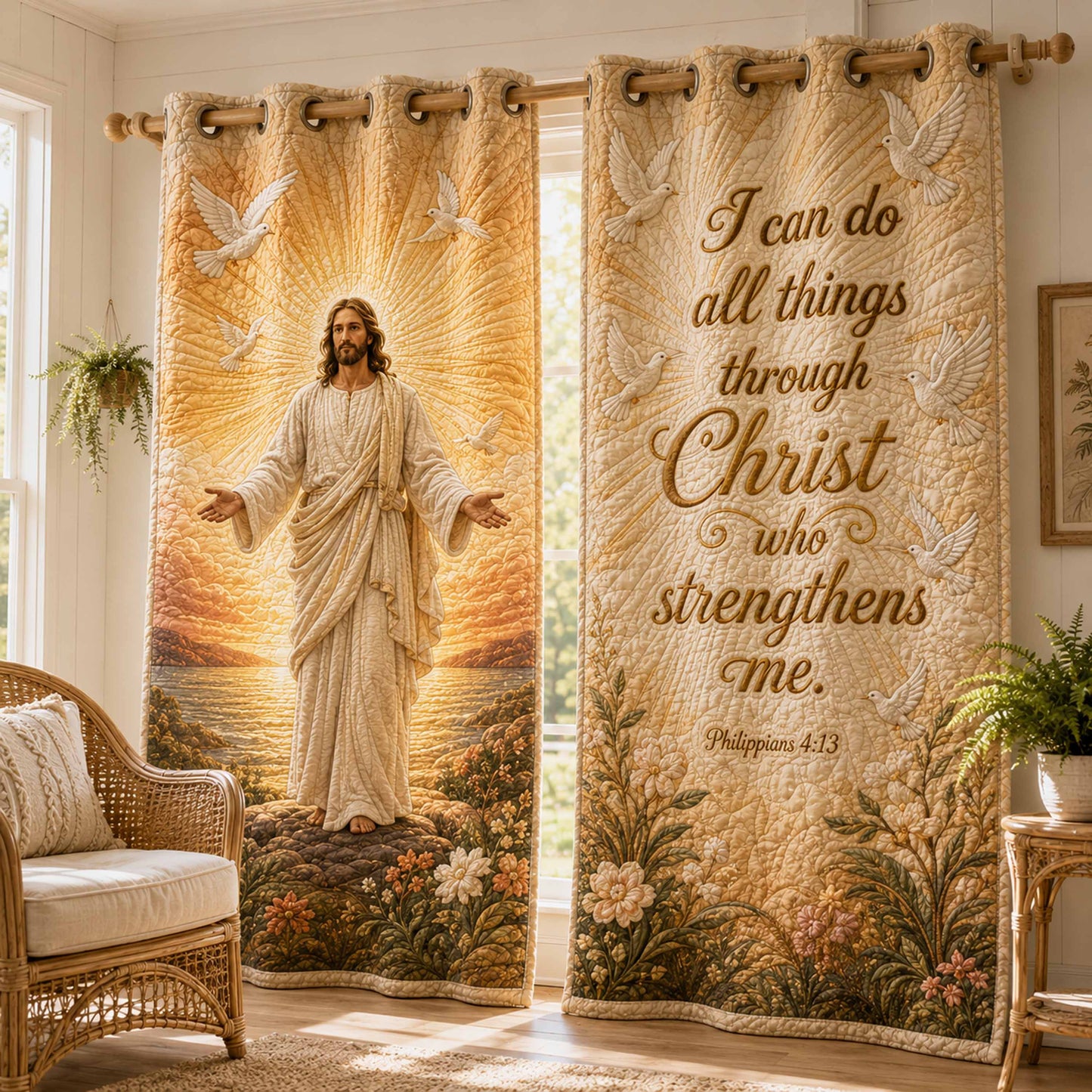 Faithful Heart Quilted Curtains NCU0NTD2098