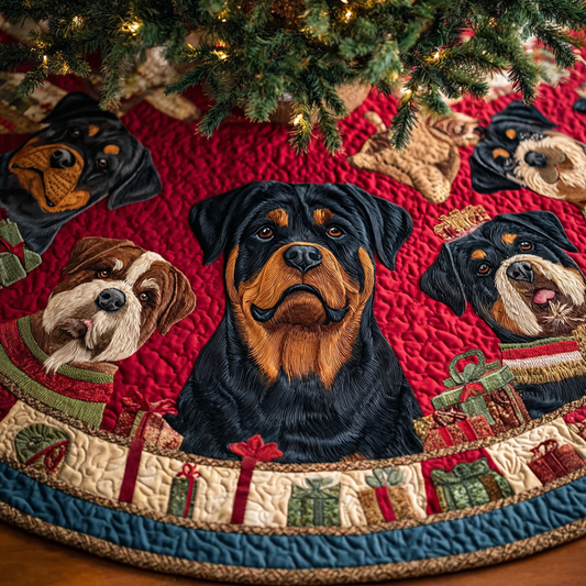 Faithful Rottweiler Christmas Quilted Tree Skirt NCU0DDK1485