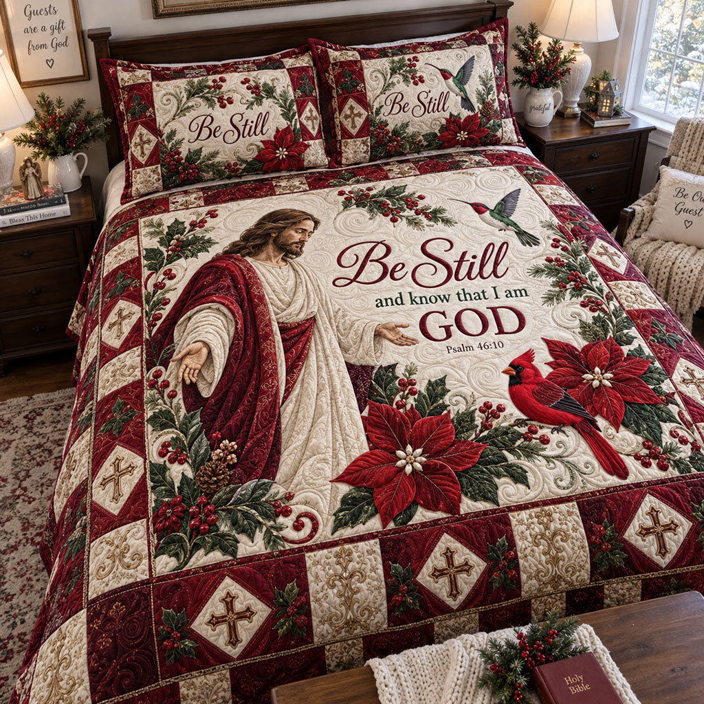 Faithful Through the Storm 3-Piece Quilted Bedding Set NCU0PTT3454