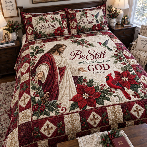 Faithful Through the Storm 3-Piece Quilted Bedding Set NCU0PTT3454