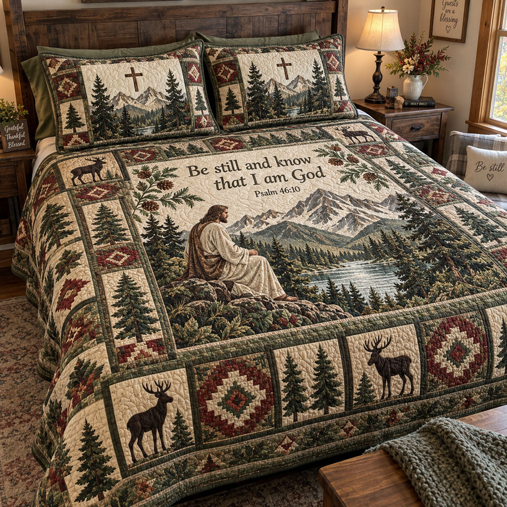 Faithful Wilderness 3-Piece Quilted Bedding Set NCU0PTT3494
