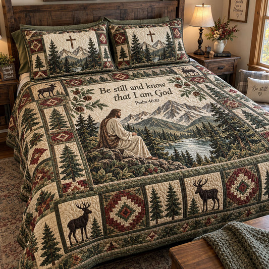 Faithful Wilderness 3-Piece Quilted Bedding Set NCU0PTT3494