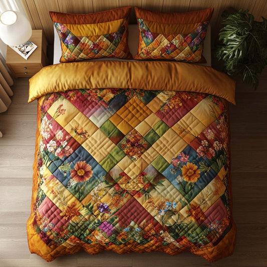 Fall Blossom Charm 3-Piece Quilted Bedding Set NCU0NNT937