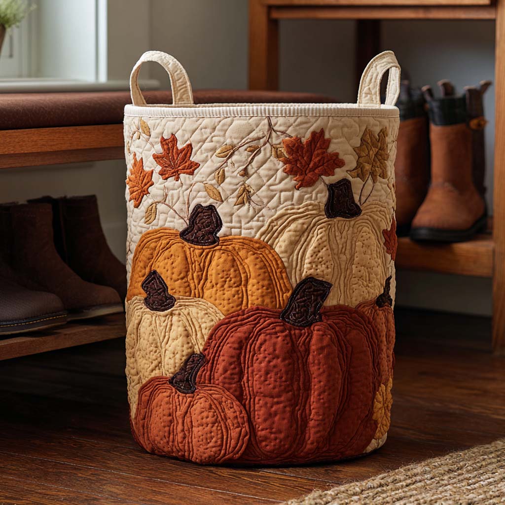 Fall Gatherer Quilted Laundry Basket NCU0NXD022
