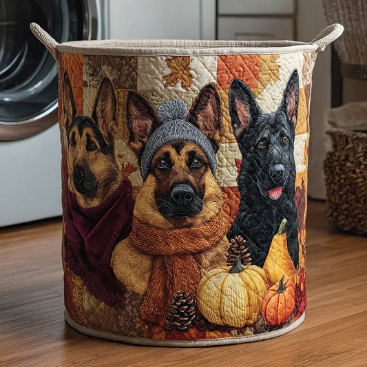 Fall German Shepherds Quilted Laundry Basket NCU0HNH061