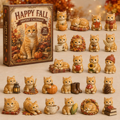 CHRISTMAS KICKOFF 40% OFF - Fall Ginger Cat Advent Calendar 2026 - 24-Day Festive Countdown, Acrylic Charms Blind Box - Gift For Cat Lovers