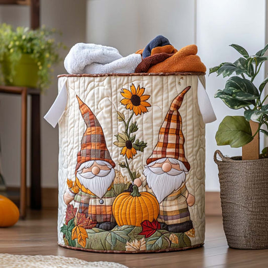 Fall Gnome Gathering Quilted Laundry Basket NCU0NNT1373