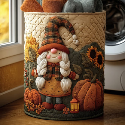 Fall Gnome Magic Quilted Laundry Basket NCU0TH3019