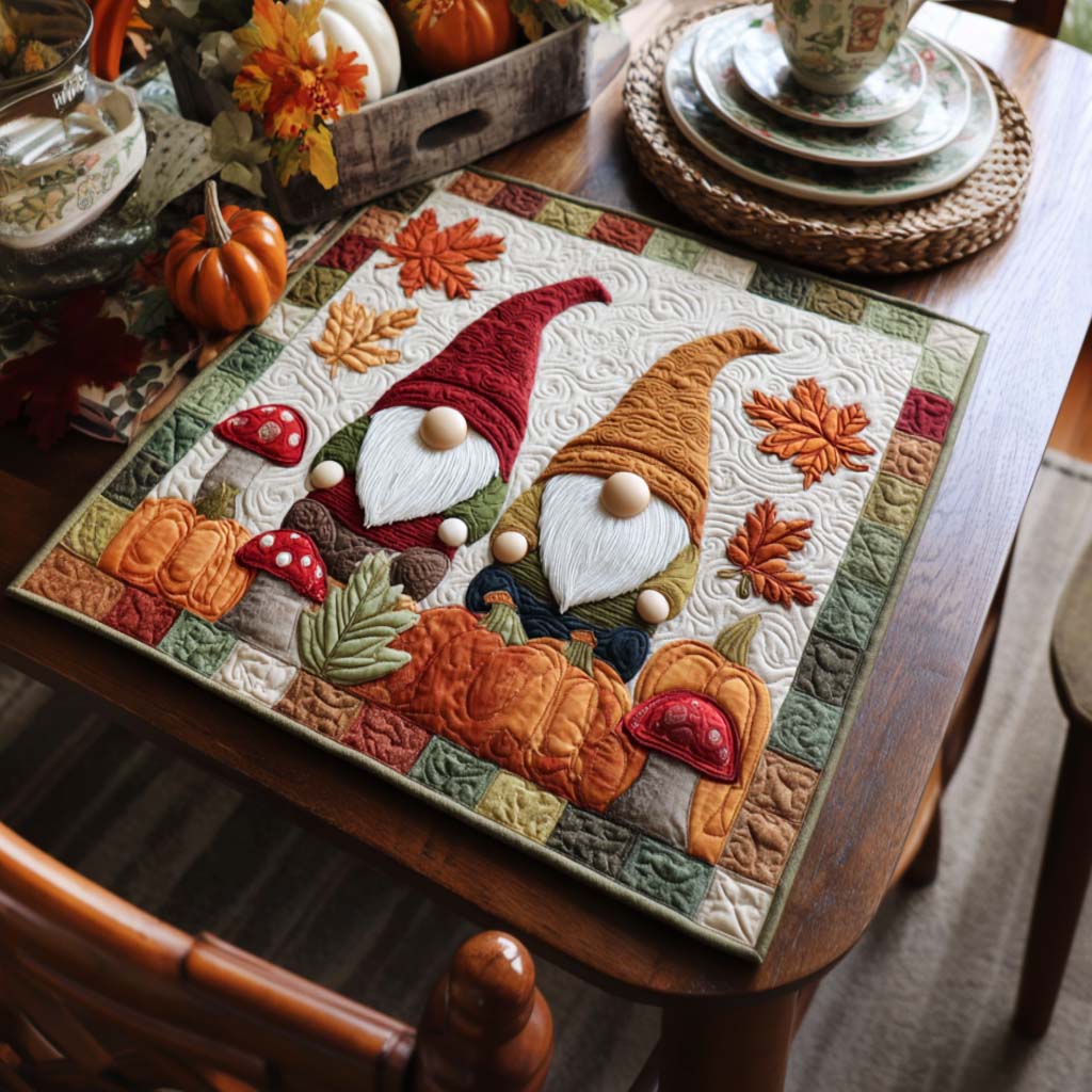 Fall Gnome Magic Quilted Table Topper NCU0NNT1257