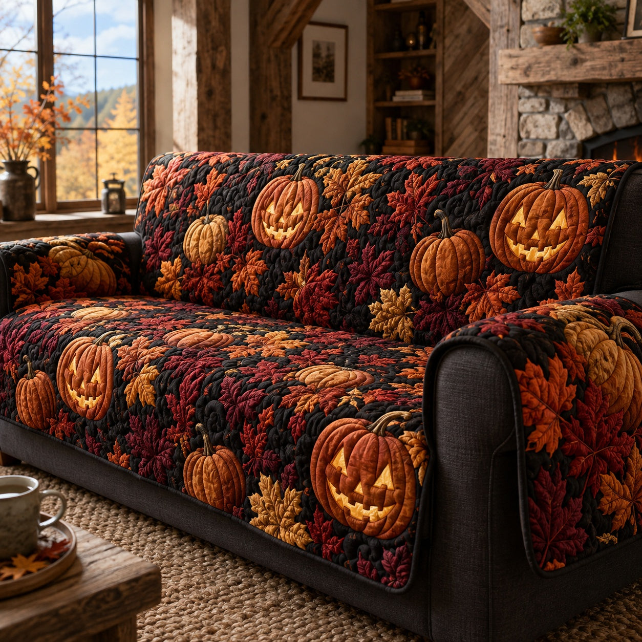 Fall Gourds Quilted Sofa Cover NCU0PVL952