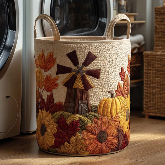 Fall Harvest Path Quilted Laundry Basket NCU0NTD036
