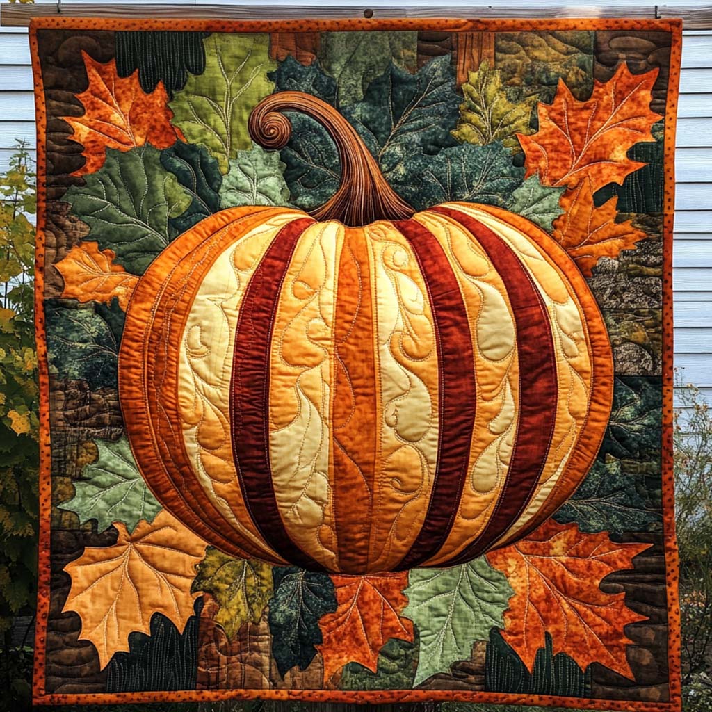 Fall Pumpkin Quilted Blanket NCU0NT1338