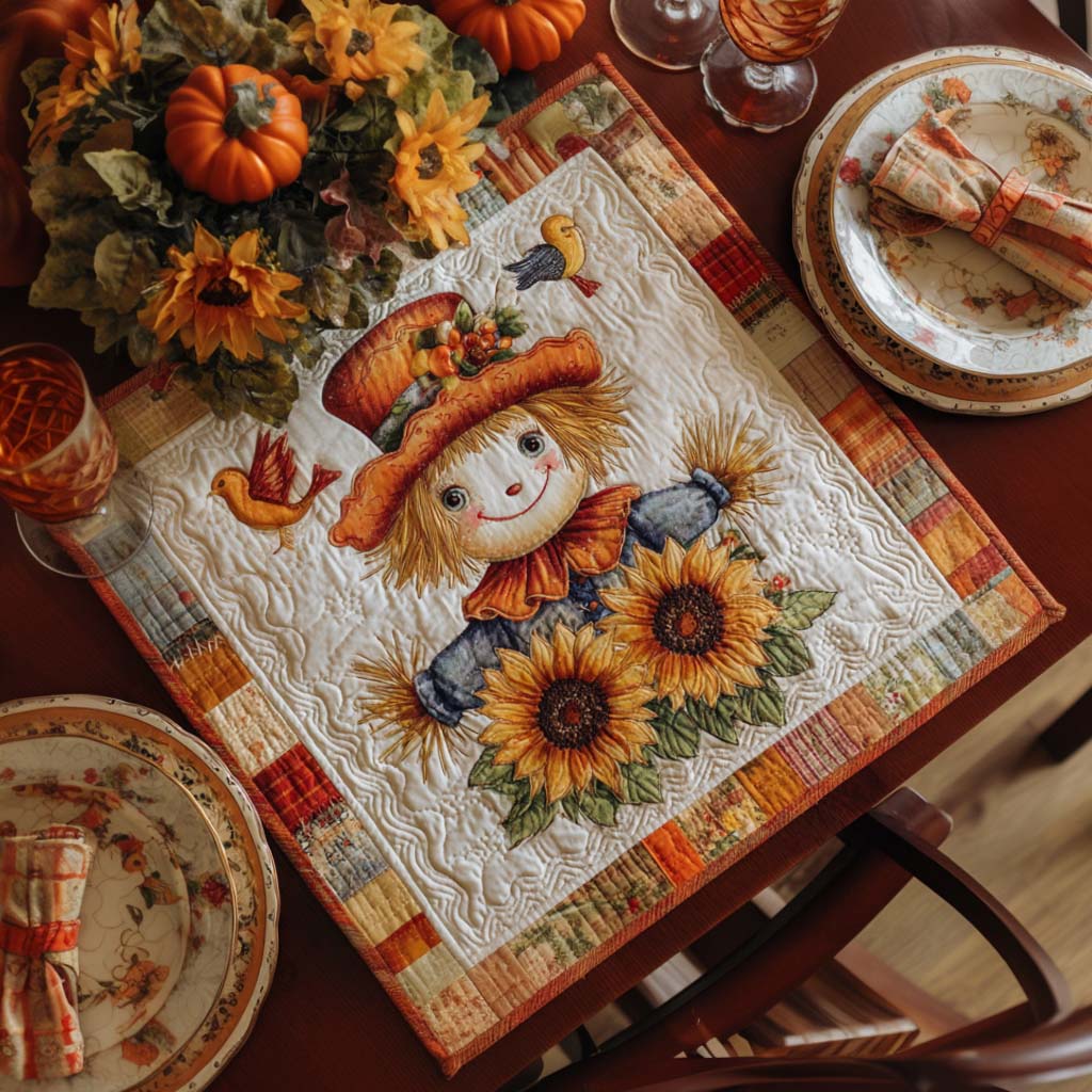 Fall Scarecrow Cheer Quilted Table Topper NCU0NNT1224