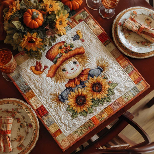 Fall Scarecrow Cheer Quilted Table Topper NCU0NNT1224