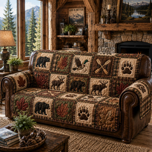 Fallen Leaf Paws Quilted Sofa Cover NCU0PVL1061